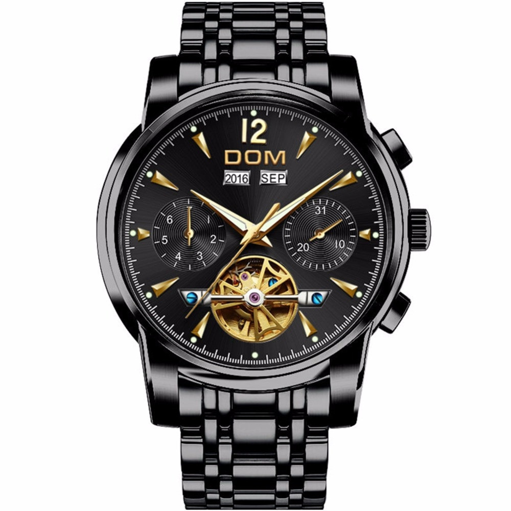 Fashion Design Skeleton Men Mechanical Watch Luminous Hands Transparent Steel Bracelet For Men Luxury M-75BK-1MW